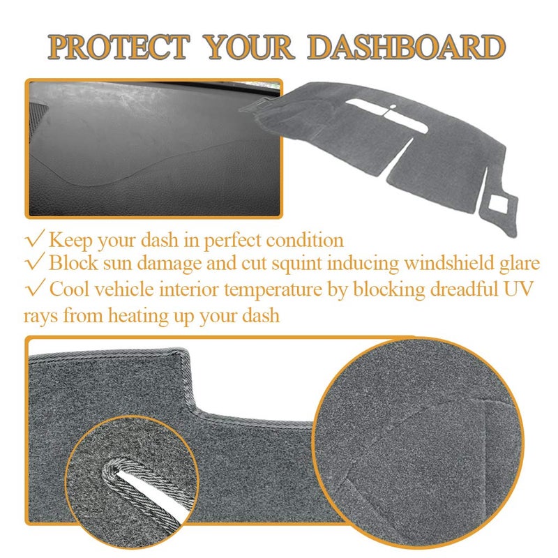 AKMOTOR Dash Cover Dashboard Cover Mat Carpet Pad Fit for Chevy Chevrolet Tahoe 2007-2014,GMC Yukon 2007-2014,Chevy Avalanche Silverado 1500 LTZ 2007 2008 2009 2010 2011 2012 2013 (Dark Gray) Y24 - Image 4